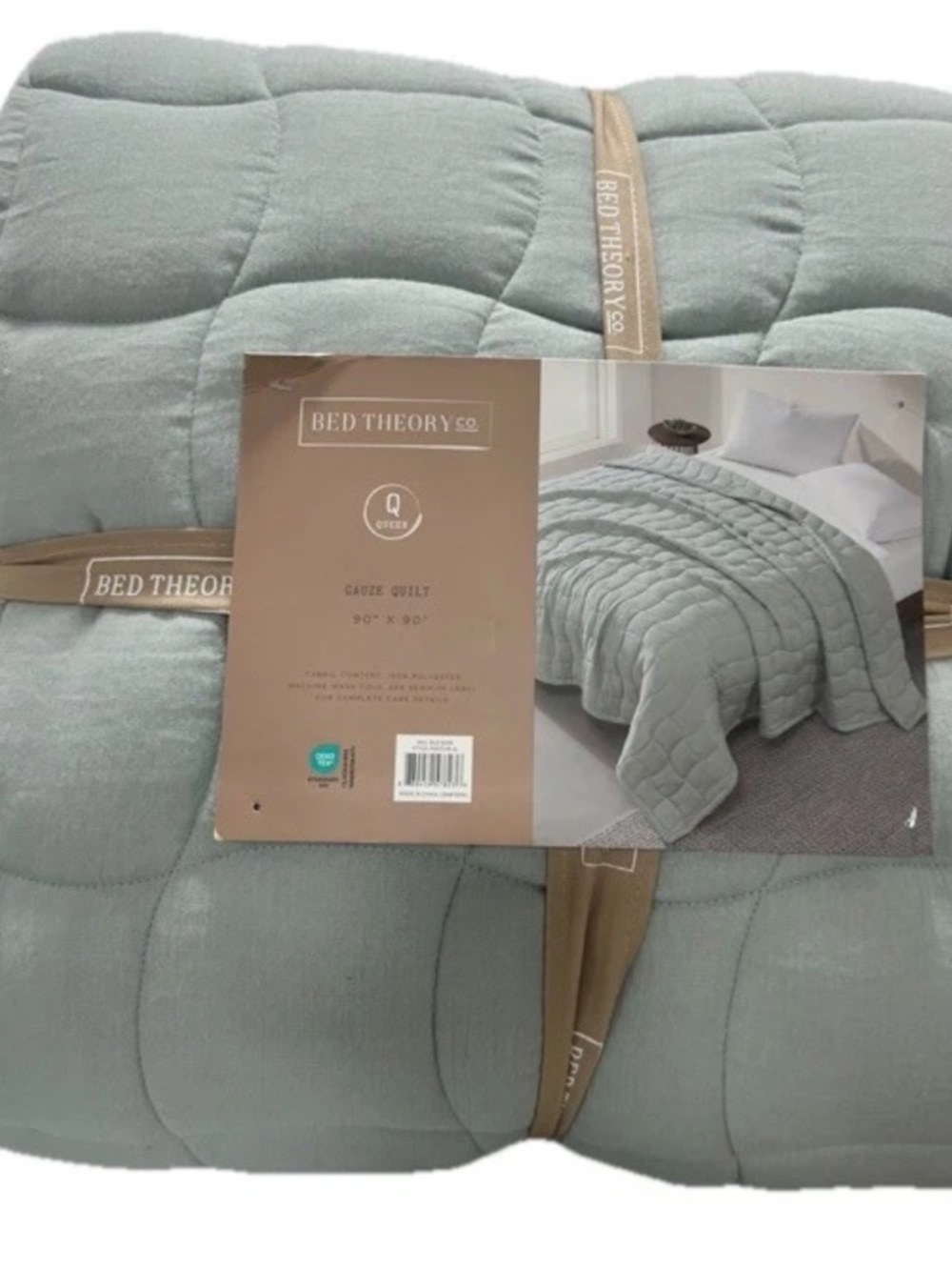 Bed Theory Gauze Matcha Green Queen Quilt 90”x90”
